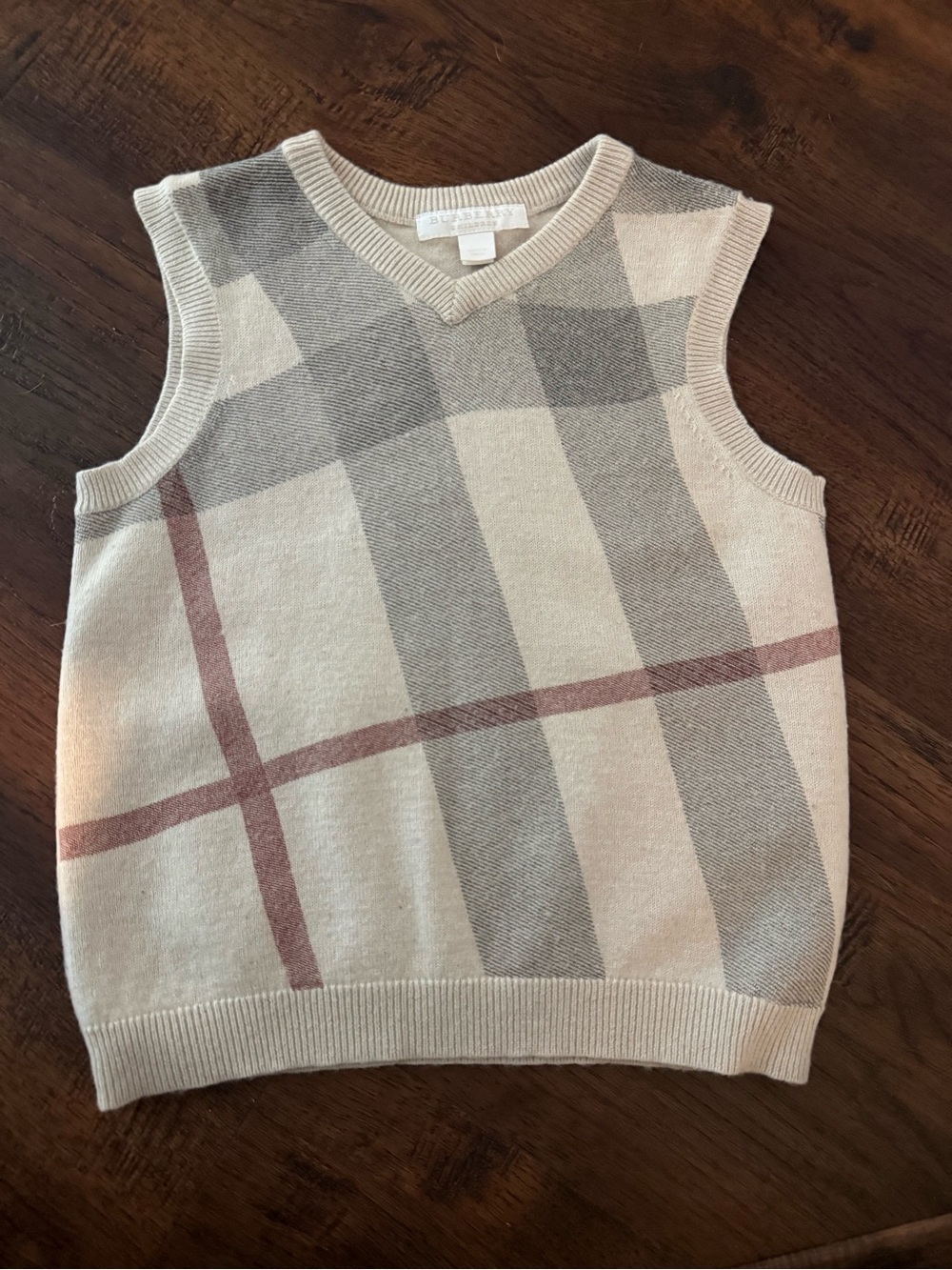 Burberry V-Neck Check Sweater Vest 3T